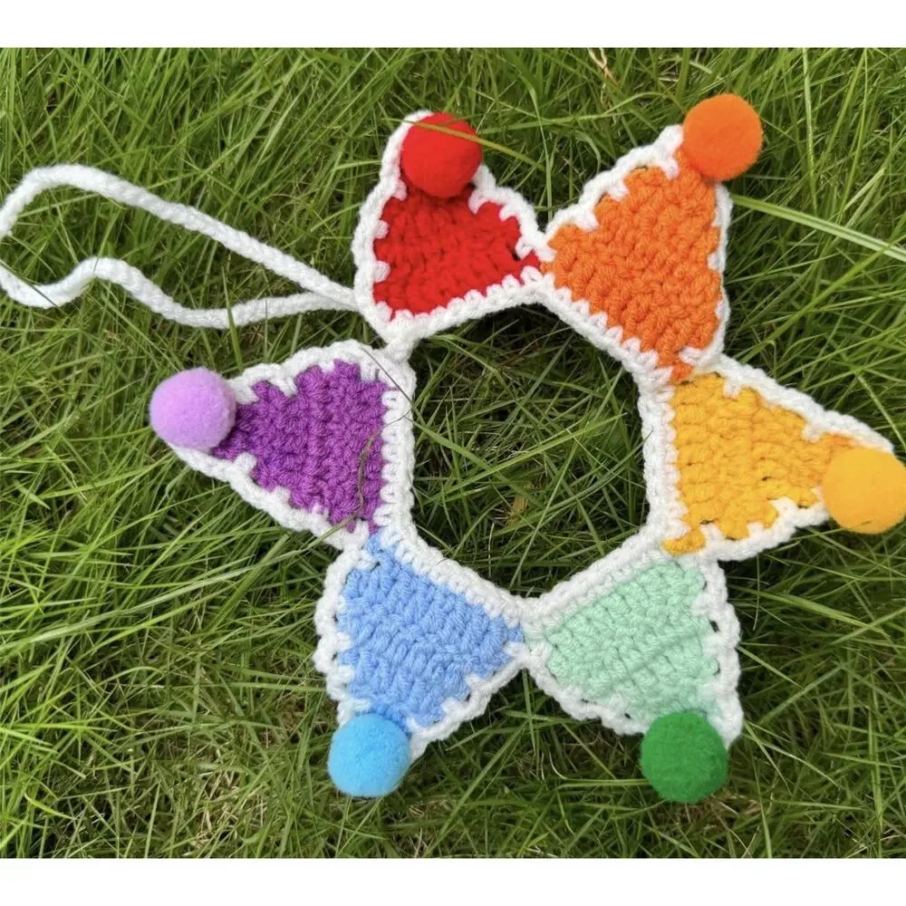 Hand Knitted Rainbow Dog Bandanas